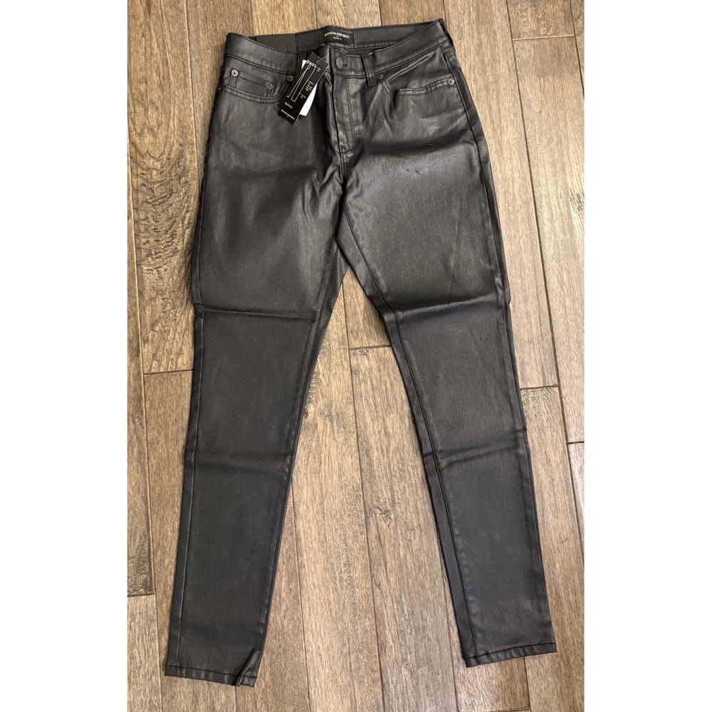 Banana Republic Coated Denim Jeans Womens 27/4R Black Skinny Mid Rise 368391